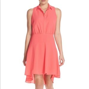 Ali & jay hi-lo flare shirt dress coral size M